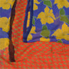 Sanskriti Vintage Sarees Blue/Orange Pure Georgette Printed Sari 5+yd Sustainable Fabric