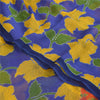 Sanskriti Vintage Sarees Blue/Orange Pure Georgette Printed Sari 5+yd Sustainable Fabric