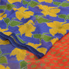 Sanskriti Vintage Sarees Blue/Orange Pure Georgette Printed Sari 5+yd Sustainable Fabric