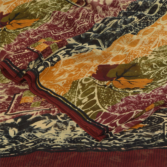 Sanskriti Vintage Sarees Multicolor Pure Georgette Print Sari 5+yd Craft Sustainable Fabric