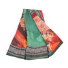 Sanskriti Vintage Sarees Green Pure Georgette Silk Print Sari 5+yd Craft Sustainable Fabric