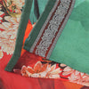 Sanskriti Vintage Sarees Green Pure Georgette Silk Print Sari 5+yd Craft Sustainable Fabric