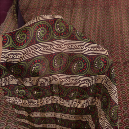 Sanskriti Vintage Sarees Red Pure Georgette Silk Printed Sari 5+yd Craft Sustainable Fabric