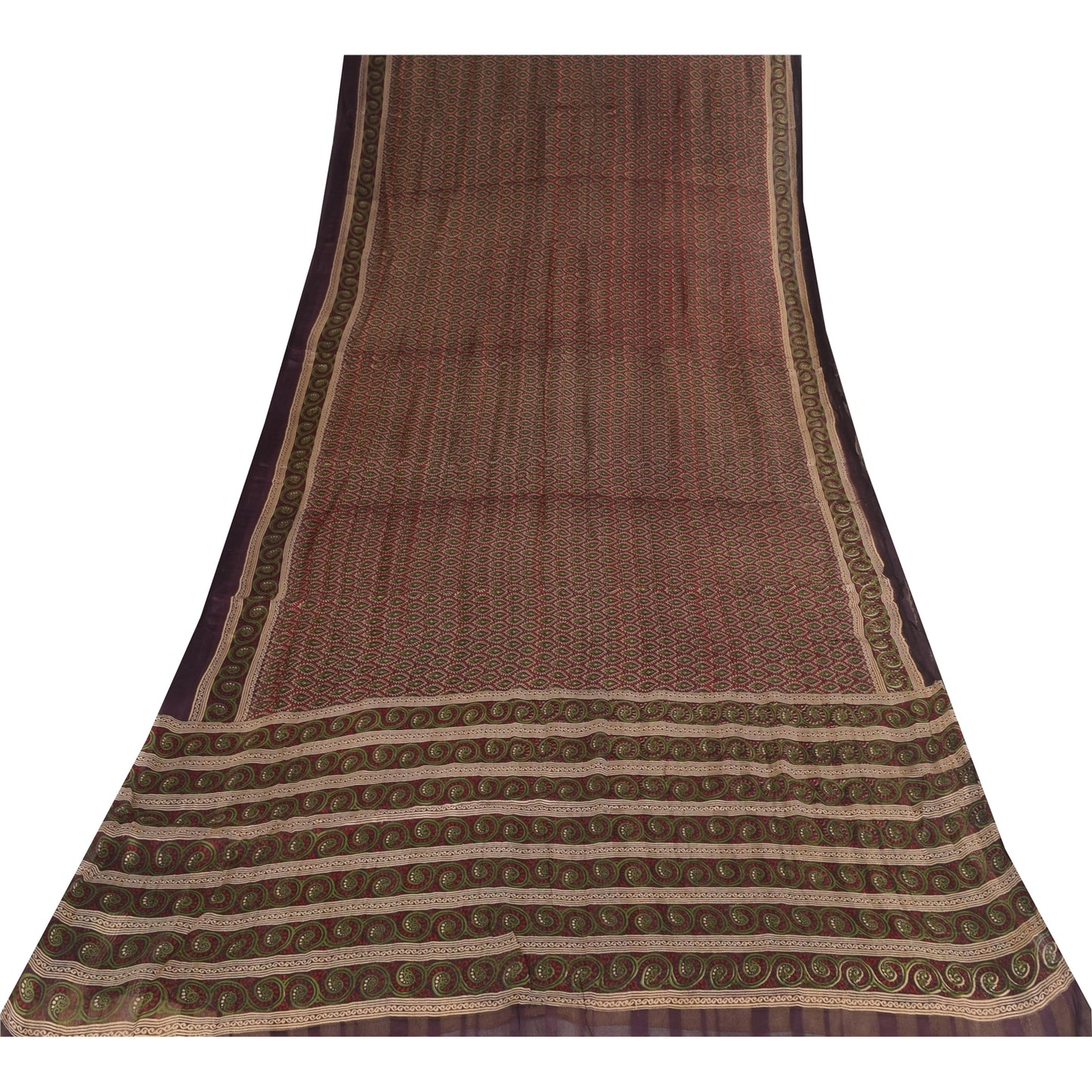 Sanskriti Vintage Sarees Red Pure Georgette Silk Printed Sari 5+yd Craft Sustainable Fabric