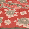 Sanskriti Vintage Sarees Red/Gray Pure Georgette Printed Sari 5+yd Craft Sustainable Fabric