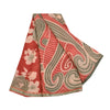 Sanskriti Vintage Sarees Red/Gray Pure Georgette Printed Sari 5+yd Craft Sustainable Fabric