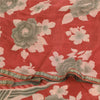 Sanskriti Vintage Sarees Red/Gray Pure Georgette Printed Sari 5+yd Craft Sustainable Fabric