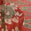 Sanskriti Vintage Sarees Red/Gray Pure Georgette Printed Sari 5+yd Craft Sustainable Fabric