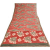 Sanskriti Vintage Sarees Red/Gray Pure Georgette Printed Sari 5+yd Craft Sustainable Fabric