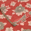 Sanskriti Vintage Sarees Red/Gray Pure Georgette Printed Sari 5+yd Craft Sustainable Fabric
