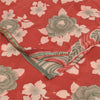 Sanskriti Vintage Sarees Red/Gray Pure Georgette Printed Sari 5+yd Craft Sustainable Fabric