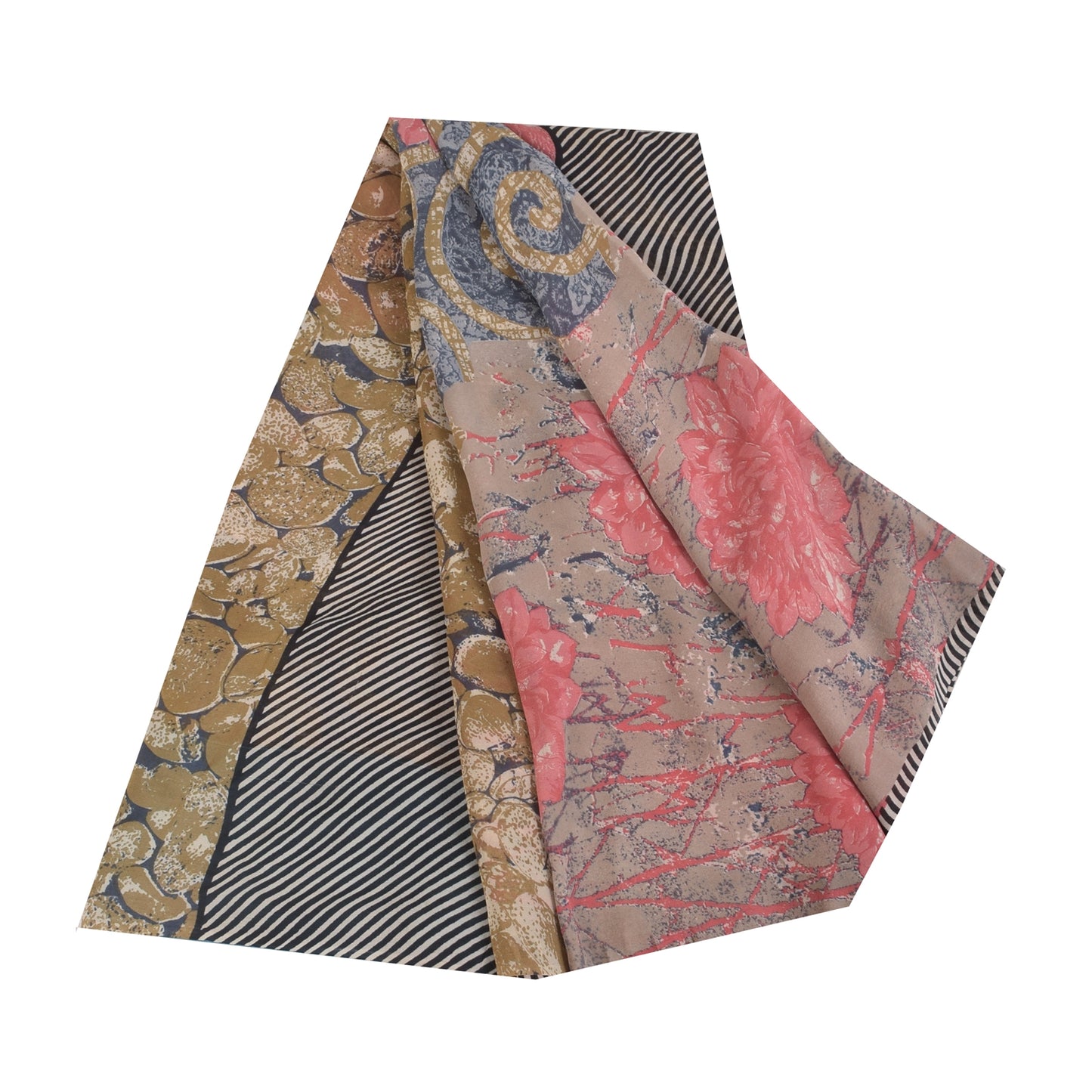 Sanskriti Vintage Sarees Multi Pure Georgette Silk Print Sari 5+yd Craft Sustainable Fabric