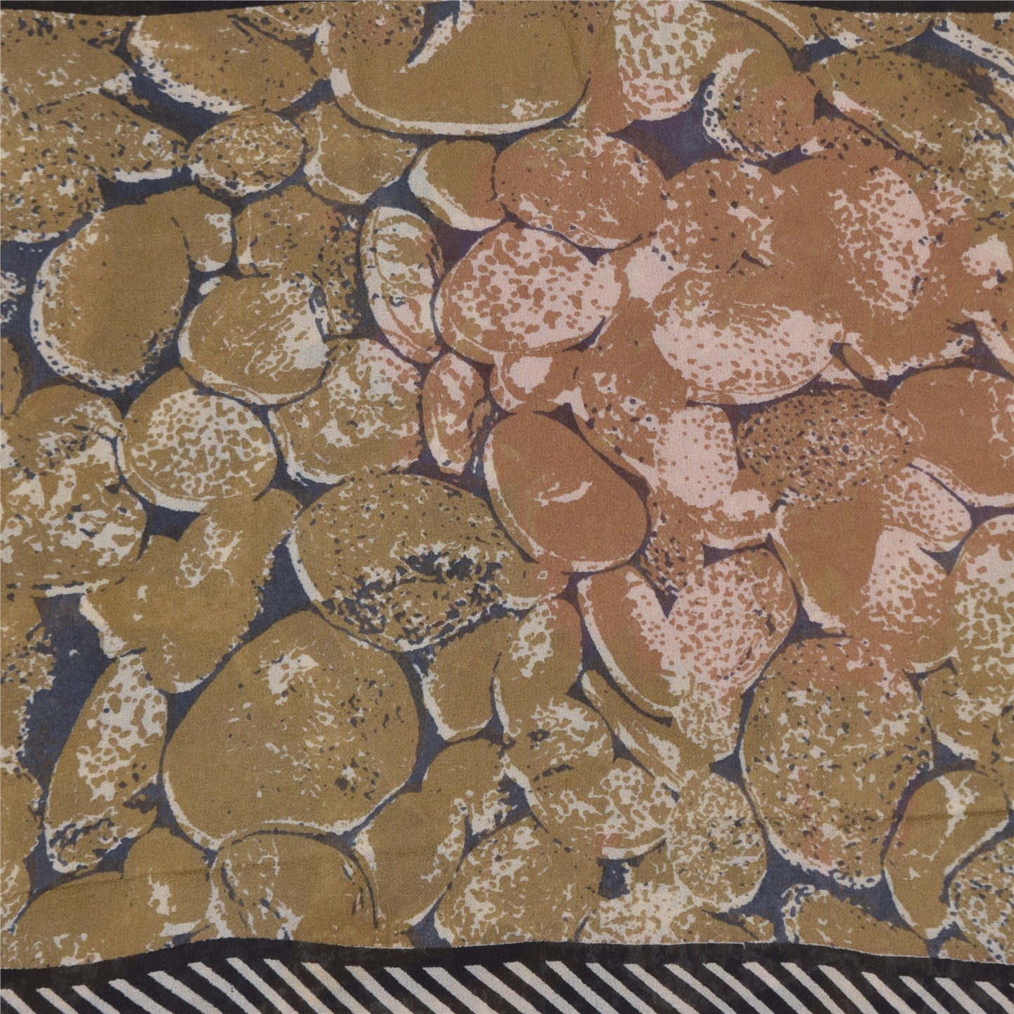 Sanskriti Vintage Sarees Multi Pure Georgette Silk Print Sari 5+yd Craft Sustainable Fabric