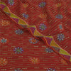 Sanskriti Vintage Sarees Red Pure Georgette Hand Beaded Printed Sari Sustainable Fabric