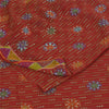 Sanskriti Vintage Sarees Red Pure Georgette Hand Beaded Printed Sari Sustainable Fabric