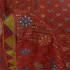 Sanskriti Vintage Sarees Red Pure Georgette Hand Beaded Printed Sari Sustainable Fabric