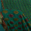 Sanskriti Vintage Sarees Green Embroidered Woven Pure Georgette Sari 5+yd Fabric