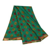 Sanskriti Vintage Sarees Green Embroidered Woven Pure Georgette Sari 5+yd Fabric