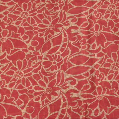 Sanskriti Vintage Sarees Blush Pink Pure Georgette Print Sari 6yd Craft Sustainable Fabric