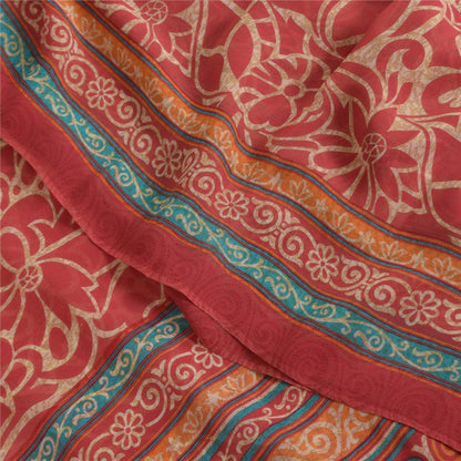 Sanskriti Vintage Sarees Blush Pink Pure Georgette Print Sari 6yd Craft Sustainable Fabric