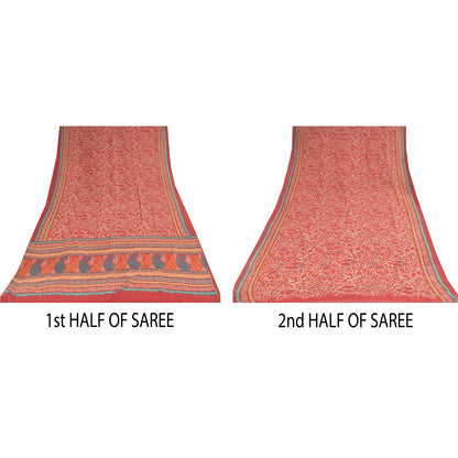 Sanskriti Vintage Sarees Blush Pink Pure Georgette Print Sari 6yd Craft Sustainable Fabric