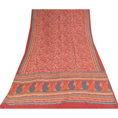 Sanskriti Vintage Sarees Blush Pink Pure Georgette Print Sari 6yd Craft Sustainable Fabric