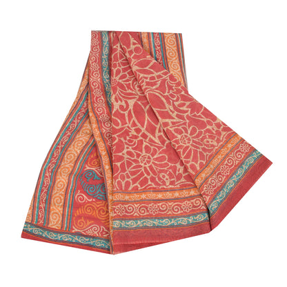 Sanskriti Vintage Sarees Blush Pink Pure Georgette Print Sari 6yd Craft Sustainable Fabric