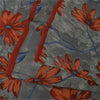 Sanskriti Vintage Sarees Gray Pure Georgette Silk Printed Sari 5+yd Craft Sustainable Fabric