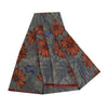Sanskriti Vintage Sarees Gray Pure Georgette Silk Printed Sari 5+yd Craft Sustainable Fabric