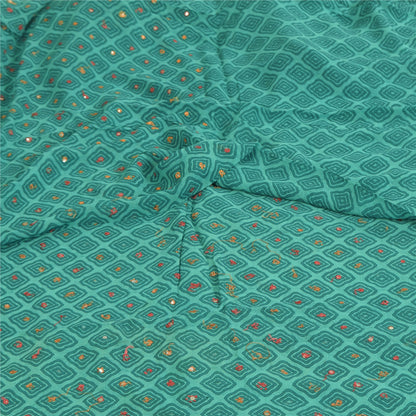 Sanskriti Vintage Sarees Blue Pure Georgette Embroidered Print Sari 5+yd Fabric