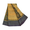 Sanskriti Vintage Sarees Yellow/Purple Pure Georgette Woven Print Sari Sustainable Fabric