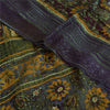Sanskriti Vintage Sarees Yellow/Purple Pure Georgette Woven Print Sari Sustainable Fabric