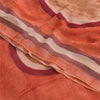 Sanskriti Vintage Sarees Peach Pure Georgette Silk Print Sari 6yd Craft Sustainable Fabric