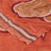 Sanskriti Vintage Sarees Peach Pure Georgette Silk Print Sari 6yd Craft Sustainable Fabric