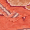 Sanskriti Vintage Sarees Peach Pure Georgette Silk Print Sari 6yd Craft Sustainable Fabric