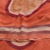 Sanskriti Vintage Sarees Peach Pure Georgette Silk Print Sari 6yd Craft Sustainable Fabric