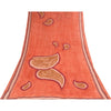 Sanskriti Vintage Sarees Peach Pure Georgette Silk Print Sari 6yd Craft Sustainable Fabric