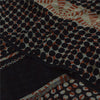 Sanskriti Vintage Sarees Black/Ivory Pure Georgette Printed Sari 5+yd Sustainable Fabric