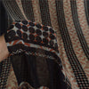 Sanskriti Vintage Sarees Black/Ivory Pure Georgette Printed Sari 5+yd Sustainable Fabric