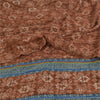 Sanskriti Vintage Sarees Brown Pure Georgette Silk Print Sari 5+yd Craft Sustainable Fabric