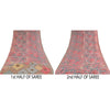 Sanskriti Vintage Sarees Pink/Gray Pure Georgette Printed Sari 5+yd Craft Sustainable Fabric