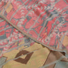 Sanskriti Vintage Sarees Pink/Gray Pure Georgette Printed Sari 5+yd Craft Sustainable Fabric