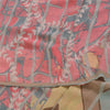 Sanskriti Vintage Sarees Pink/Gray Pure Georgette Printed Sari 5+yd Craft Sustainable Fabric