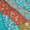 Sanskriti Vintage Sarees Blue Pure Georgette Silk Printed Sari 5+yd Craft Sustainable Fabric