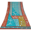 Sanskriti Vintage Sarees Blue Pure Georgette Silk Printed Sari 5+yd Craft Sustainable Fabric