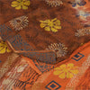 Sanskriti Vintage Sarees Orange/Brown Pure Georgette Printed Sari 5+yd Sustainable Fabric