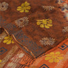 Sanskriti Vintage Sarees Orange/Brown Pure Georgette Printed Sari 5+yd Sustainable Fabric