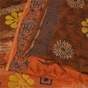 Sanskriti Vintage Sarees Orange/Brown Pure Georgette Printed Sari 5+yd Sustainable Fabric