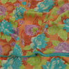 Sanskriti Vintage Sarees Multi Pure Georgette Silk Print Sari 5+yd Craft Sustainable Fabric