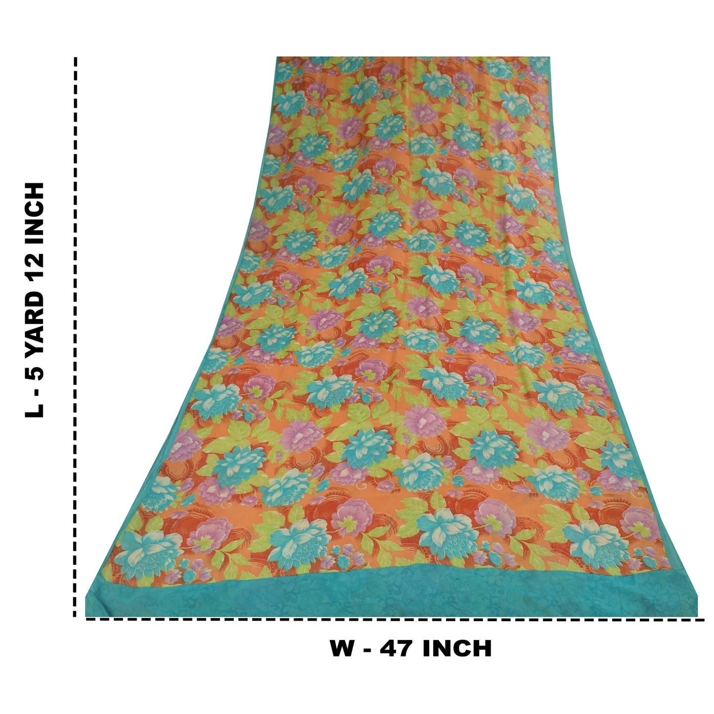 Sanskriti Vintage Sarees Multi Pure Georgette Silk Print Sari 5+yd Craft Sustainable Fabric